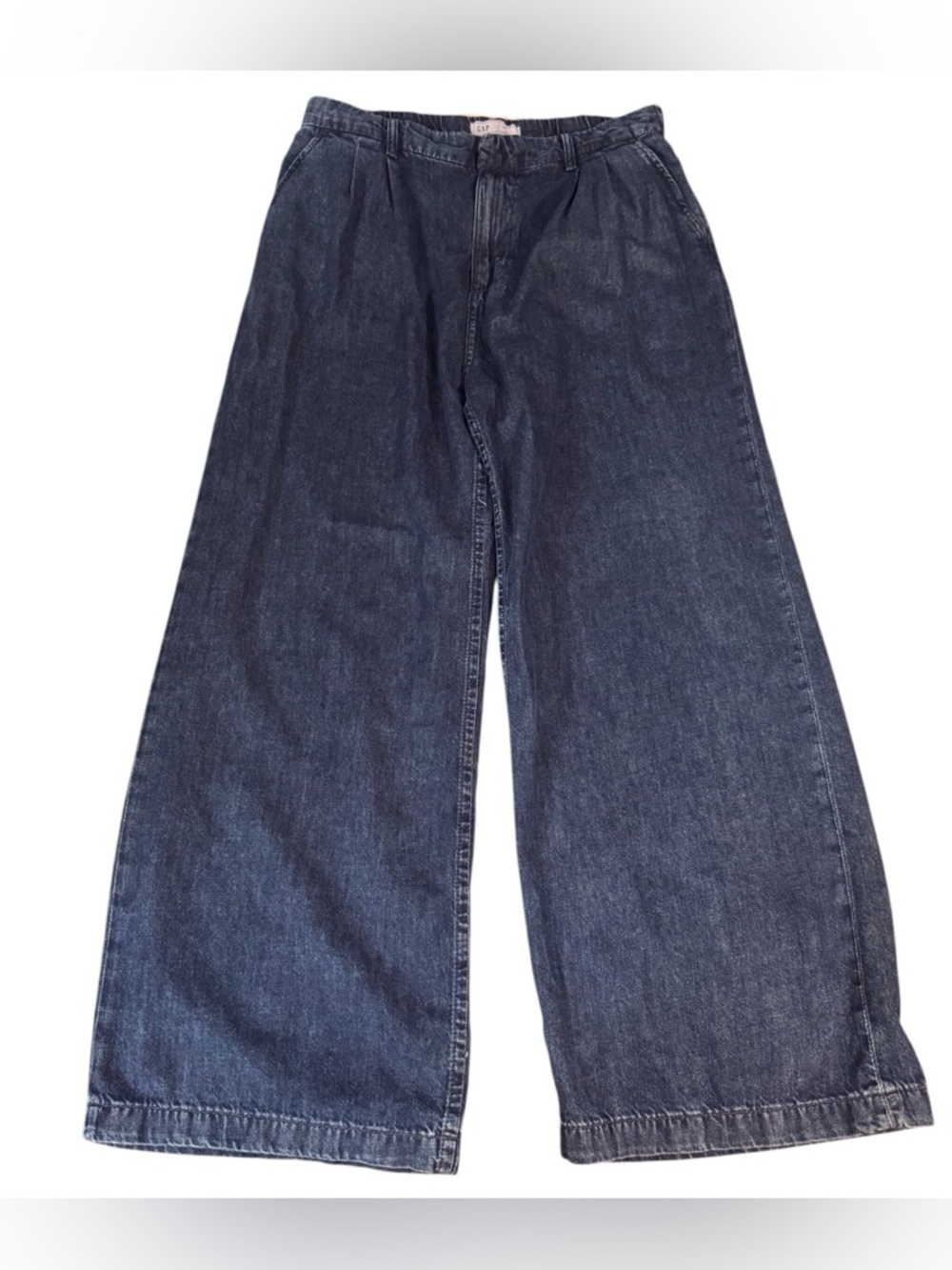 Gap Size 10 Petite Blue Ultrasoft Denim Wide Leg Pants Pleated High Rise Boho